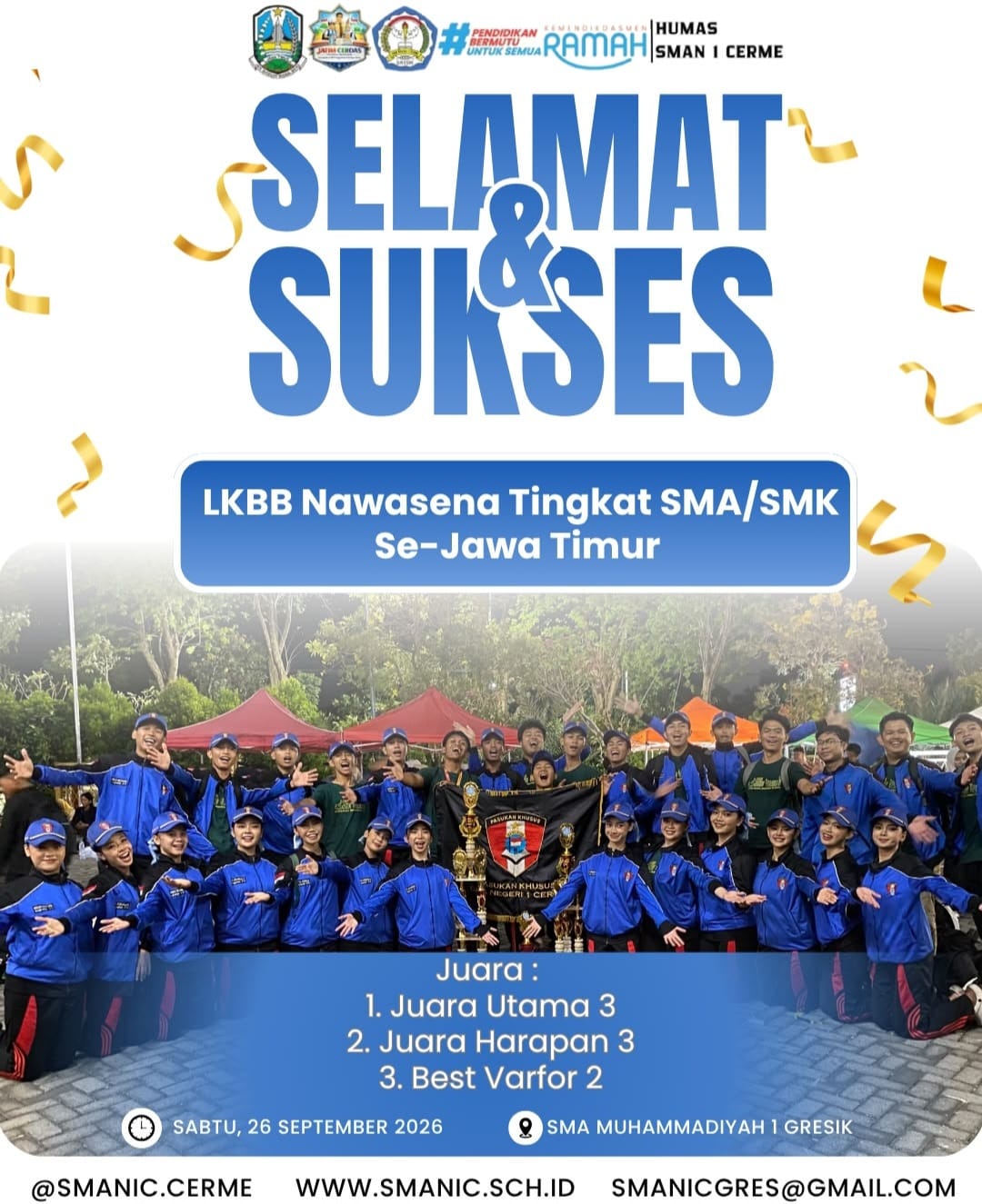 SMAN 1 Cerme Gresik Raih Prestasi Gemilang di LKBB Nawasewa Tingkat SMA/SMK Se-Jawa Timur